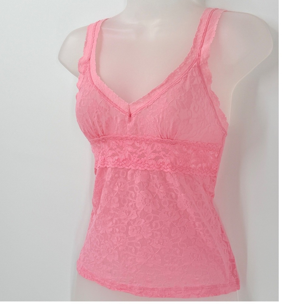 vtg y2k Lace babydoll Cami Tank Top Womens sz M Pink Coquette Fairycore sheer